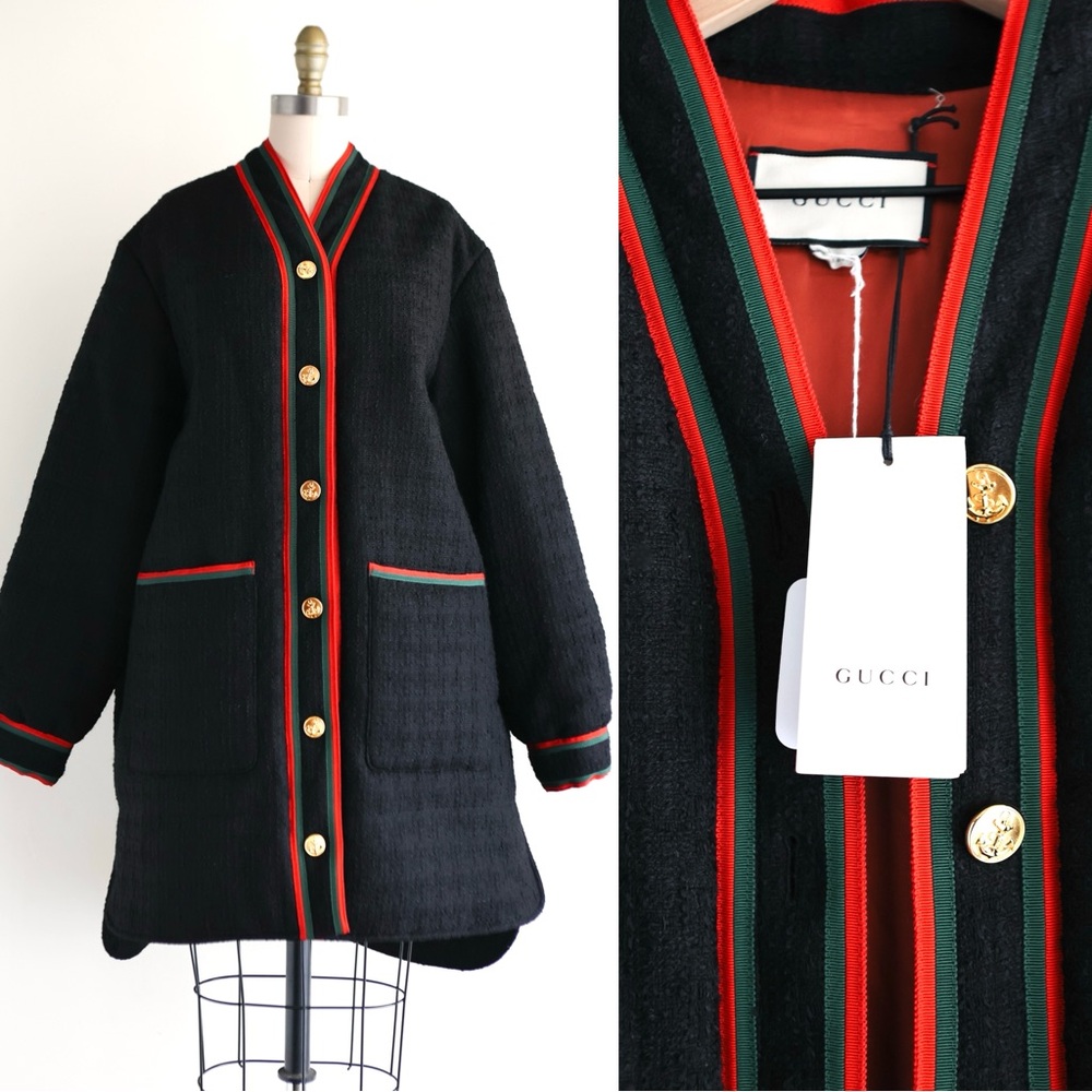 NWT Gucci Wool Striped Coat sz 42